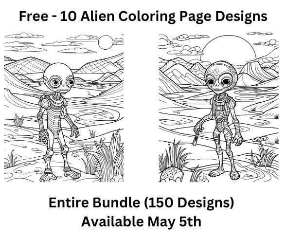 10 Alien Coloring Page Designs
